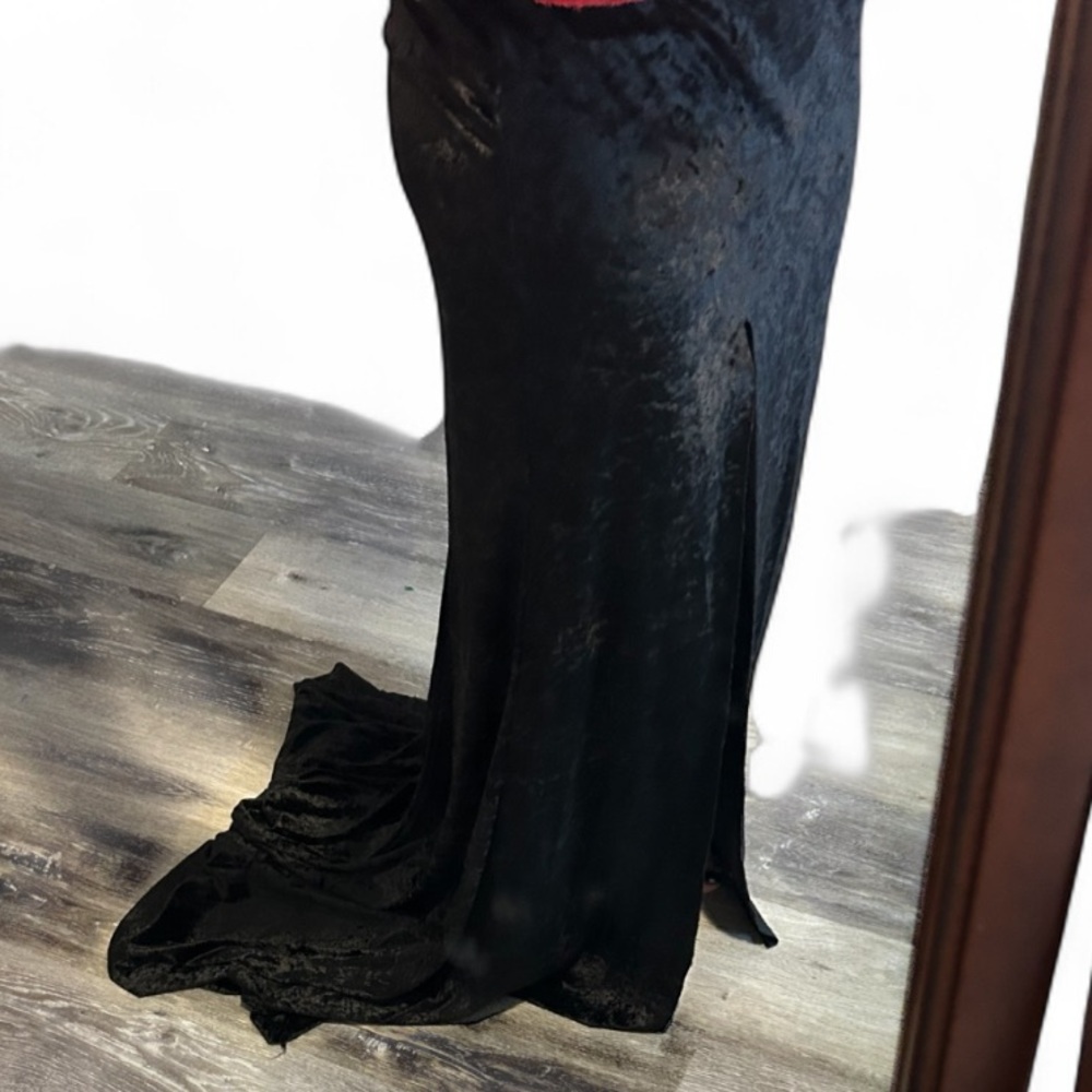 Black Asymmetrical Dress high low split with train